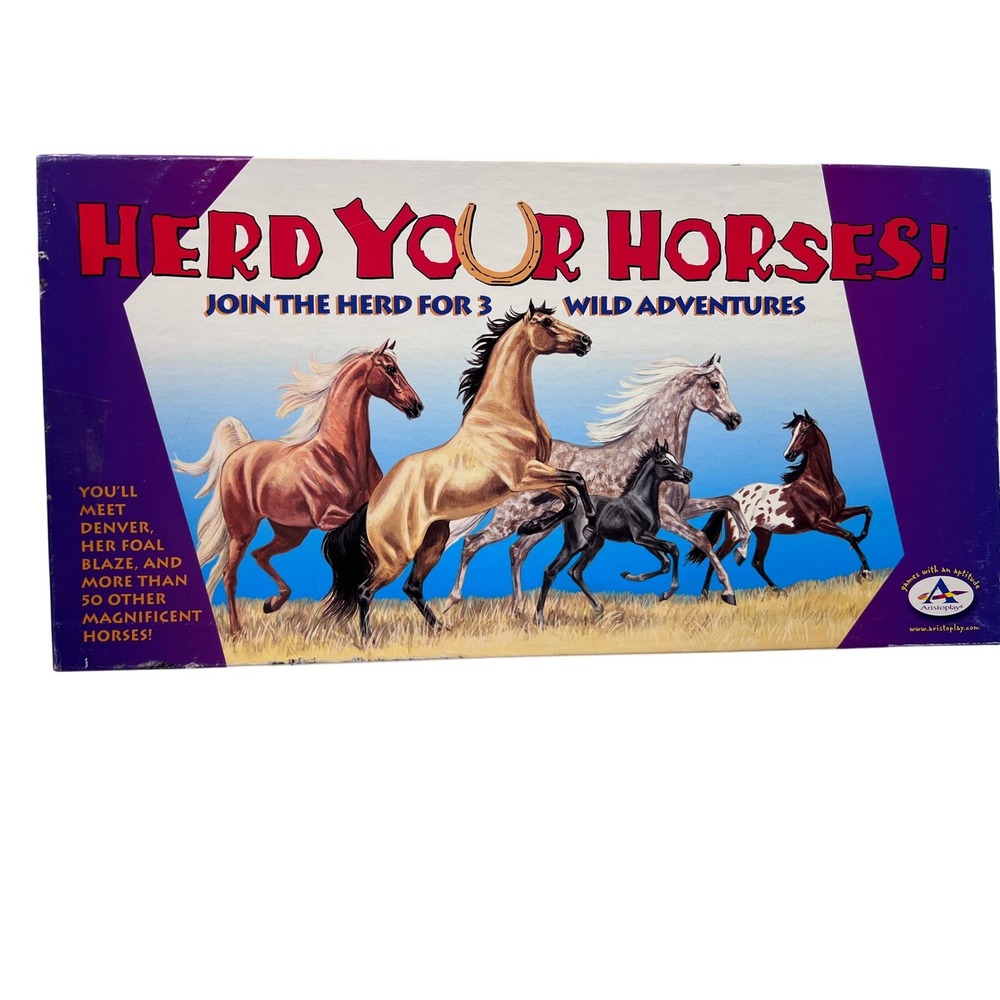 Herd Your Horses Board Game 3 Wild Adventures Horse‎ Breeds 2002 Complete